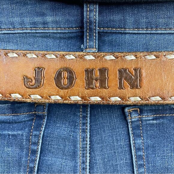 Vintage Distressed Worn Tooled Floral Cowboy Western Cowboy John Belt unisex 34 - Picture 1 of 16
